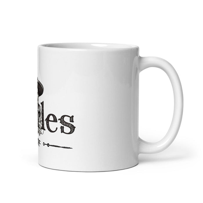 Charles Exclusive Name Art Piece Home Office Work Coffee Mug Mexican Spanish Pride Gift Cup One-Of-A-Kind Calligraphy White Glossy Mug | C4 Mexicada 11 oz