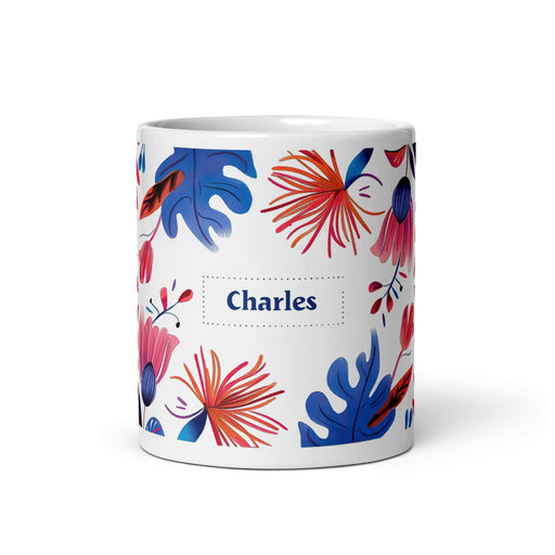 Charles Exclusive Name Art Piece Home Office Work Coffee Mug Mexican Spanish Pride Gift Cup One-Of-A-Kind Calligraphy White Glossy Mug | C5 Mexicada