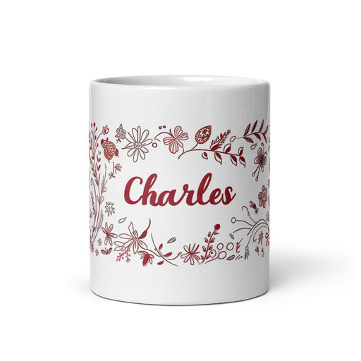 Charles Exclusive Name Art Piece Home Office Work Coffee Mug Mexican Spanish Pride Gift Cup One-Of-A-Kind Calligraphy White Glossy Mug | C6 Mexicada