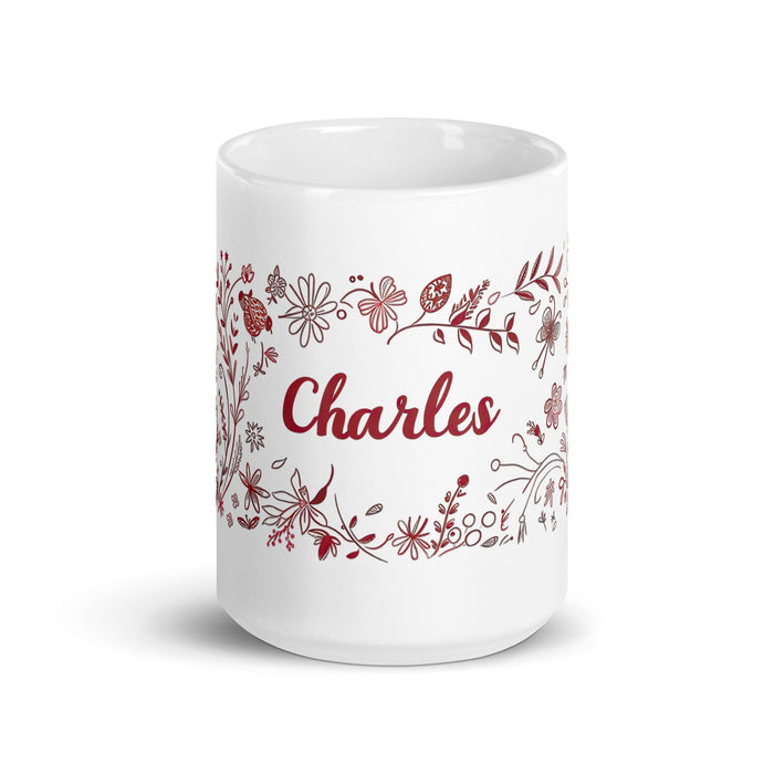 Charles Exclusive Name Art Piece Home Office Work Coffee Mug Mexican Spanish Pride Gift Cup One-Of-A-Kind Calligraphy White Glossy Mug | C6 Mexicada