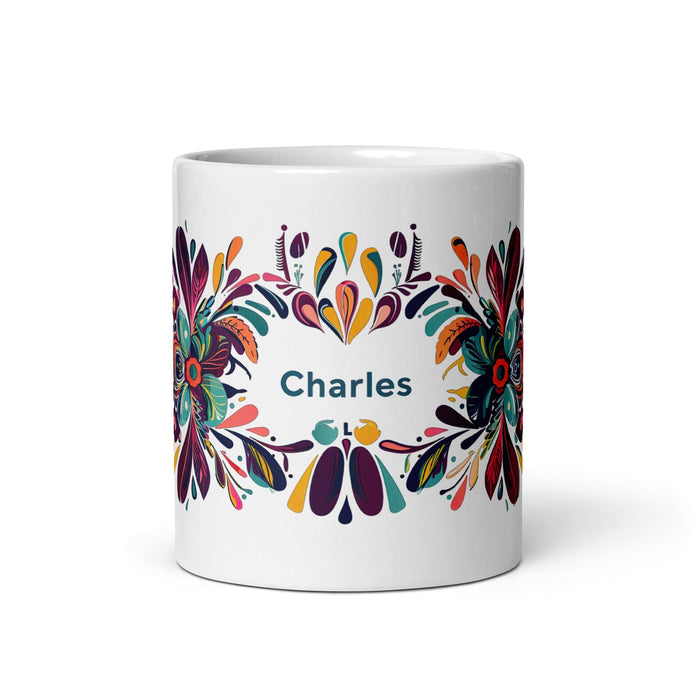 Charles Exclusive Name Art Piece Home Office Work Coffee Mug Mexican Spanish Pride Gift Cup One-Of-A-Kind Calligraphy White Glossy Mug | C8 Mexicada