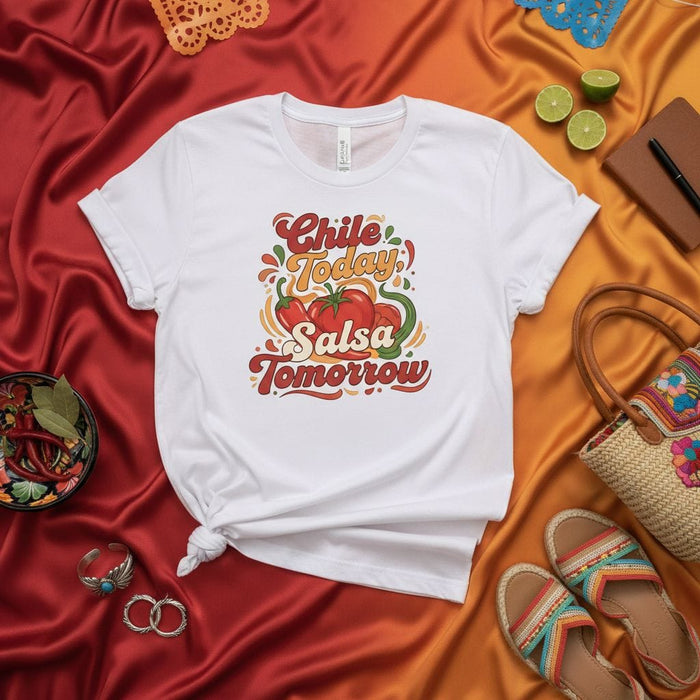Chile Today Salsa Tomorrow T-Shirt, Spicy Food Lover Shirt, Funny Hispanic Tee, Retro Groovy Graphic Top, Mexican Fiesta Outfit, Cinco de Mayo Apparel, Unisex Chili Pepper Gift Mexicada
