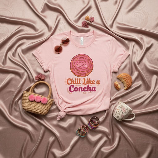 Chill Like a Concha T-Shirt | Funny Mexican Sweet Bread Concha Tee | Cute Pan Dulce Shirt | Relaxing Pastry Graphic Top | Unisex Gift for Foodies and Bakers Mexicada
