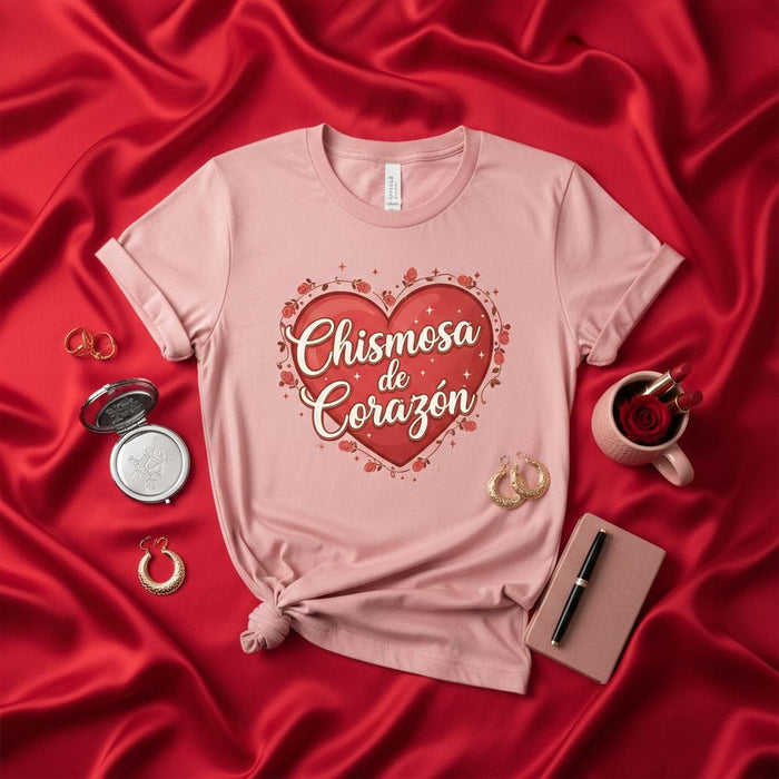 Chismosa de Corazón T-Shirt, Funny Spanish Gossip Tee, Latina Best Friend Gift, Corazón Shirt, Cute Women's Graphic T-Shirt, Pink Unisex Shirt Mexicada