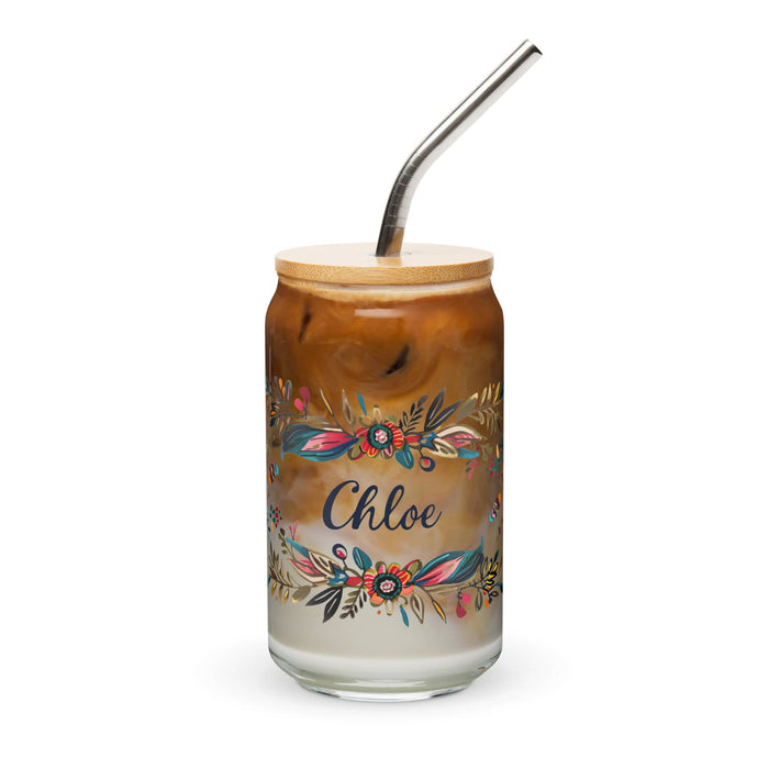 Chloe Exclusive Name Art Piece Can-Shaped Glass Home Office Work Mexican Spanish Pride Gift Cup One-Of-A-Kind Calligraphy Glass | C11 Mexicada