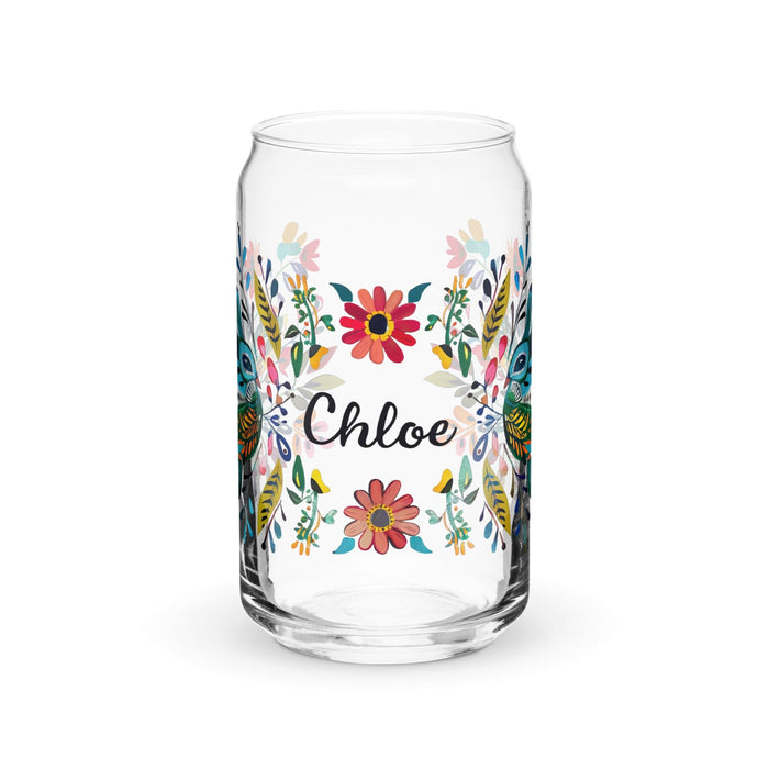 Chloe Exclusive Name Art Piece Can-Shaped Glass Home Office Work Mexican Spanish Pride Gift Cup One-Of-A-Kind Calligraphy Glass | C12 Mexicada 16 oz