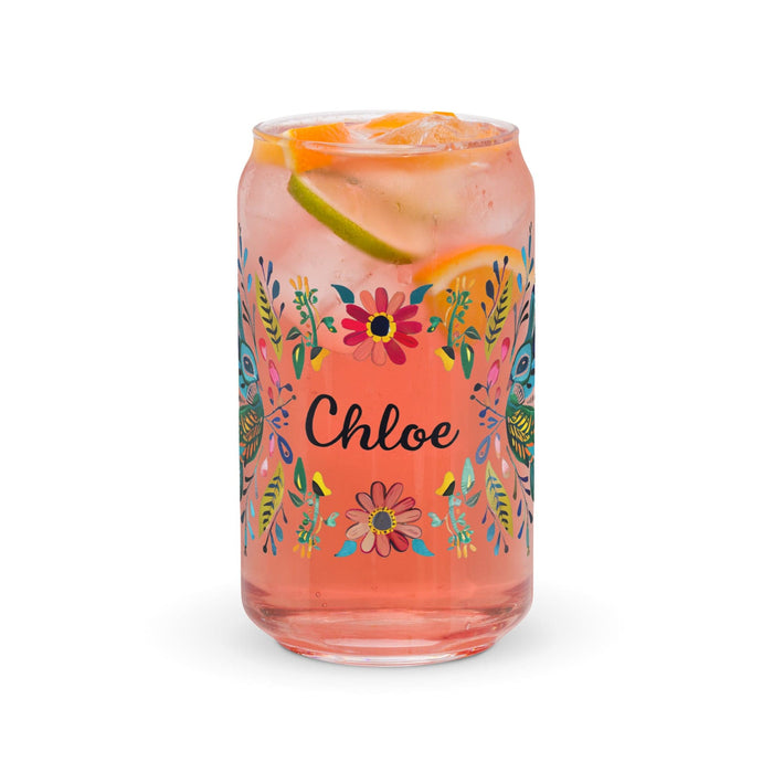 Chloe Exclusive Name Art Piece Can-Shaped Glass Home Office Work Mexican Spanish Pride Gift Cup One-Of-A-Kind Calligraphy Glass | C12 Mexicada