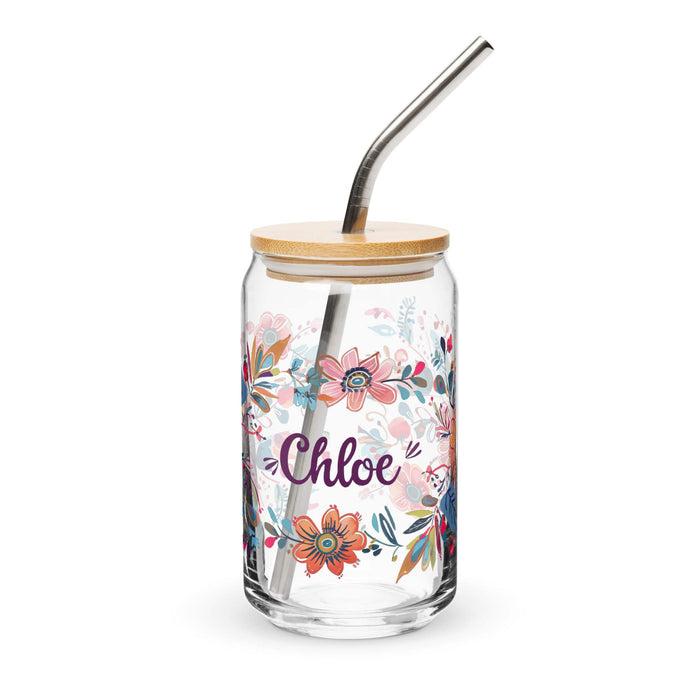 Chloe Exclusive Name Art Piece Can-Shaped Glass Home Office Work Mexican Spanish Pride Gift Cup One-Of-A-Kind Calligraphy Glass | C13 Mexicada 16 oz With Lid & Straw