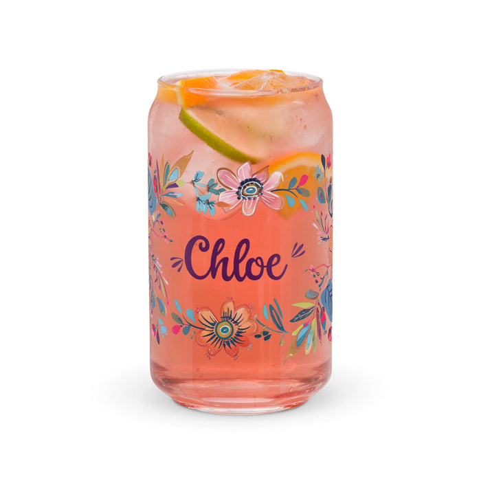 Chloe Exclusive Name Art Piece Can-Shaped Glass Home Office Work Mexican Spanish Pride Gift Cup One-Of-A-Kind Calligraphy Glass | C13 Mexicada