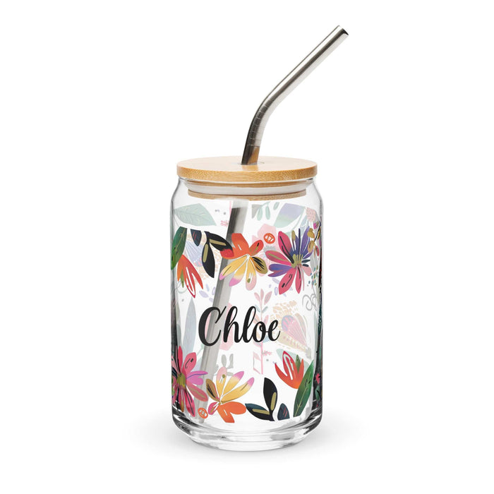 Chloe Exclusive Name Art Piece Can-Shaped Glass Home Office Work Mexican Spanish Pride Gift Cup One-Of-A-Kind Calligraphy Glass | C14 Mexicada 16 oz With Lid & Straw