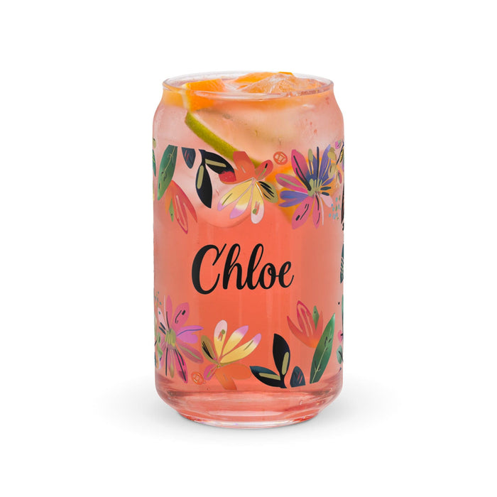 Chloe Exclusive Name Art Piece Can-Shaped Glass Home Office Work Mexican Spanish Pride Gift Cup One-Of-A-Kind Calligraphy Glass | C14 Mexicada