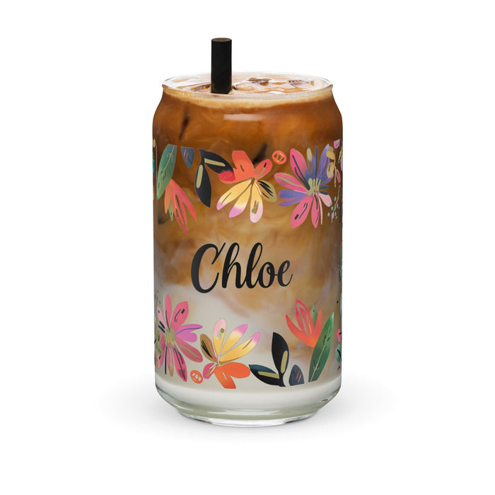 Chloe Exclusive Name Art Piece Can-Shaped Glass Home Office Work Mexican Spanish Pride Gift Cup One-Of-A-Kind Calligraphy Glass | C14 Mexicada