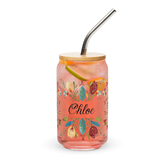 Chloe Exclusive Name Art Piece Can-Shaped Glass Home Office Work Mexican Spanish Pride Gift Cup One-Of-A-Kind Calligraphy Glass | C15 Mexicada