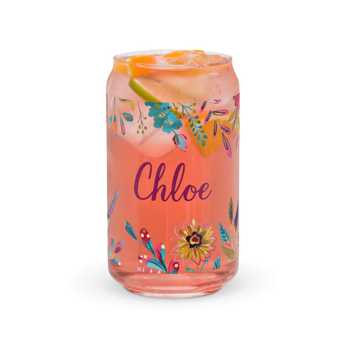 Chloe Exclusive Name Art Piece Can-Shaped Glass Home Office Work Mexican Spanish Pride Gift Cup One-Of-A-Kind Calligraphy Glass | C16 Mexicada