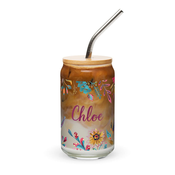 Chloe Exclusive Name Art Piece Can-Shaped Glass Home Office Work Mexican Spanish Pride Gift Cup One-Of-A-Kind Calligraphy Glass | C16 Mexicada