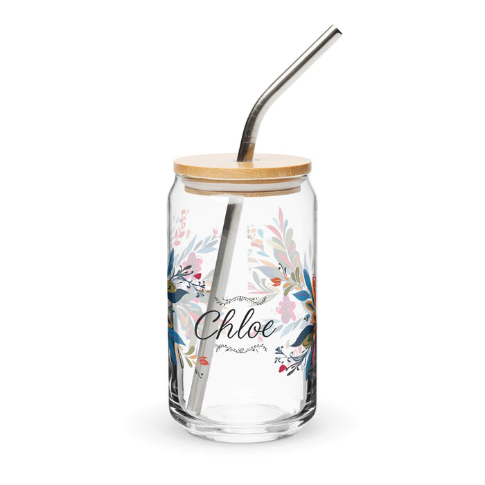 Chloe Exclusive Name Art Piece Can-Shaped Glass Home Office Work Mexican Spanish Pride Gift Cup One-Of-A-Kind Calligraphy Glass | C17 Mexicada 16 oz With Lid & Straw