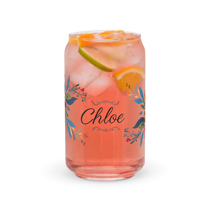 Chloe Exclusive Name Art Piece Can-Shaped Glass Home Office Work Mexican Spanish Pride Gift Cup One-Of-A-Kind Calligraphy Glass | C17 Mexicada