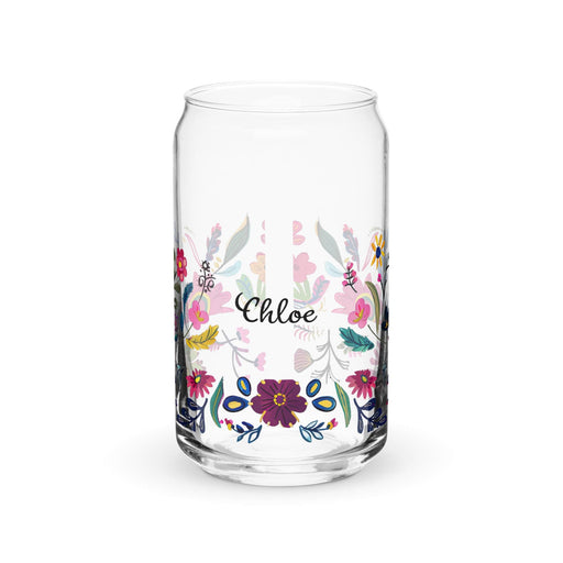 Chloe Exclusive Name Art Piece Can-Shaped Glass Home Office Work Mexican Spanish Pride Gift Cup One-Of-A-Kind Calligraphy Glass | C18 Mexicada 16 oz