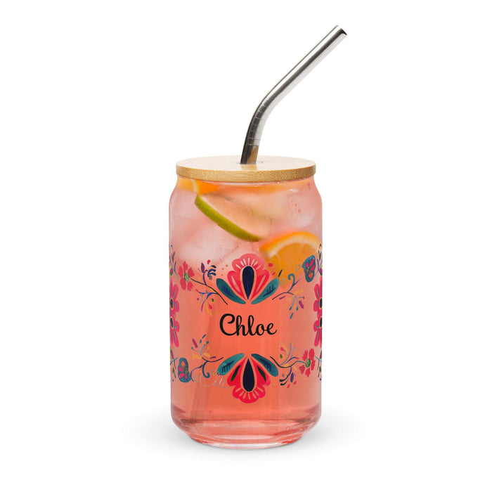 Chloe Exclusive Name Art Piece Can-Shaped Glass Home Office Work Mexican Spanish Pride Gift Cup One-Of-A-Kind Calligraphy Glass | C19 Mexicada