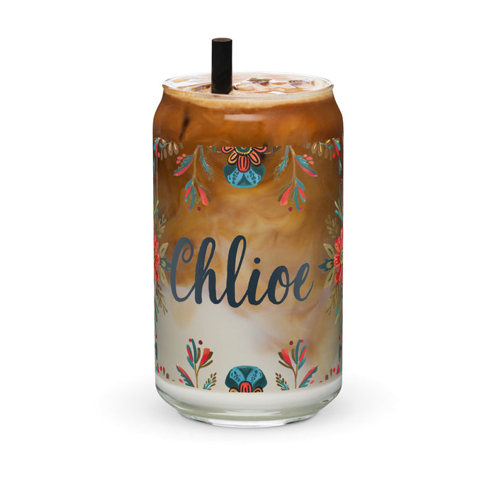 Chloe Exclusive Name Art Piece Can-Shaped Glass Home Office Work Mexican Spanish Pride Gift Cup One-Of-A-Kind Calligraphy Glass | C2 Mexicada