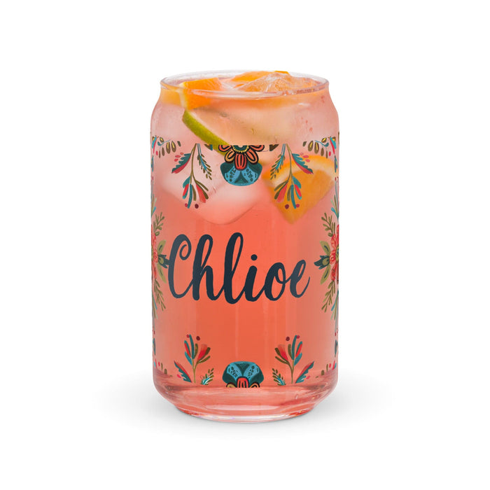 Chloe Exclusive Name Art Piece Can-Shaped Glass Home Office Work Mexican Spanish Pride Gift Cup One-Of-A-Kind Calligraphy Glass | C2 Mexicada