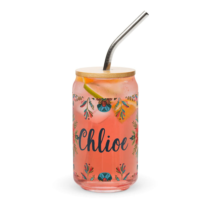 Chloe Exclusive Name Art Piece Can-Shaped Glass Home Office Work Mexican Spanish Pride Gift Cup One-Of-A-Kind Calligraphy Glass | C2 Mexicada