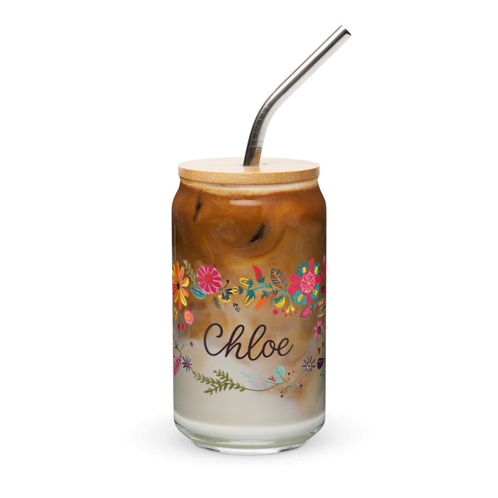 Chloe Exclusive Name Art Piece Can-Shaped Glass Home Office Work Mexican Spanish Pride Gift Cup One-Of-A-Kind Calligraphy Glass | C20 Mexicada