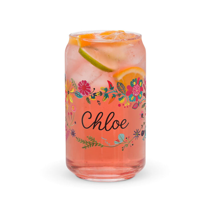 Chloe Exclusive Name Art Piece Can-Shaped Glass Home Office Work Mexican Spanish Pride Gift Cup One-Of-A-Kind Calligraphy Glass | C20 Mexicada