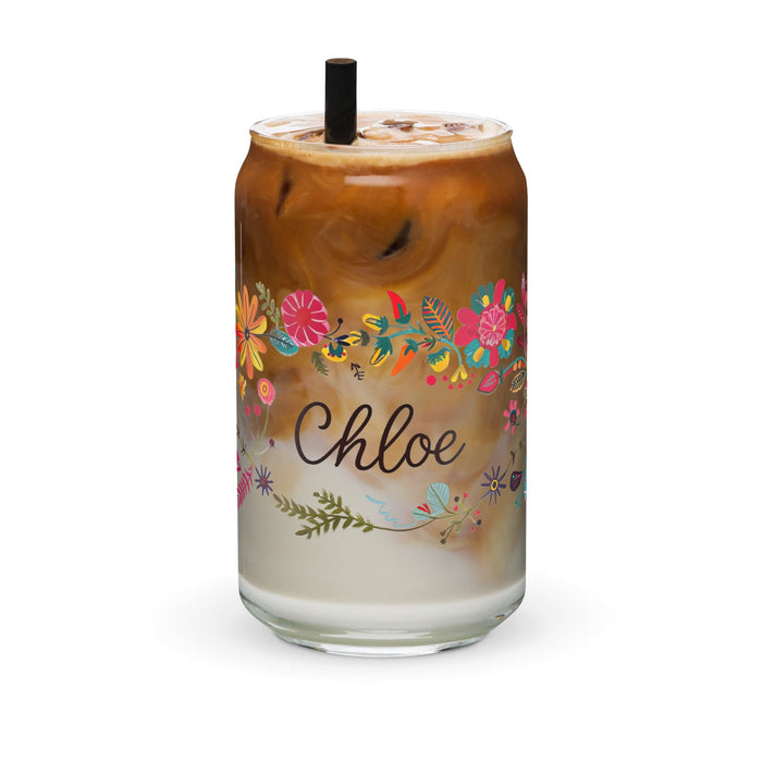 Chloe Exclusive Name Art Piece Can-Shaped Glass Home Office Work Mexican Spanish Pride Gift Cup One-Of-A-Kind Calligraphy Glass | C20 Mexicada