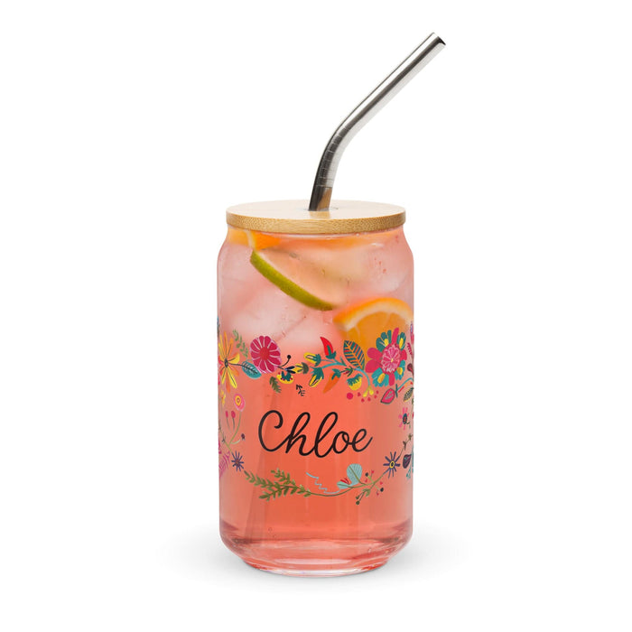 Chloe Exclusive Name Art Piece Can-Shaped Glass Home Office Work Mexican Spanish Pride Gift Cup One-Of-A-Kind Calligraphy Glass | C20 Mexicada