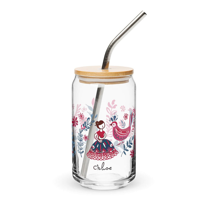 Chloe Exclusive Name Art Piece Can-Shaped Glass Home Office Work Mexican Spanish Pride Gift Cup One-Of-A-Kind Calligraphy Glass | C22 Mexicada 16 oz With Lid & Straw