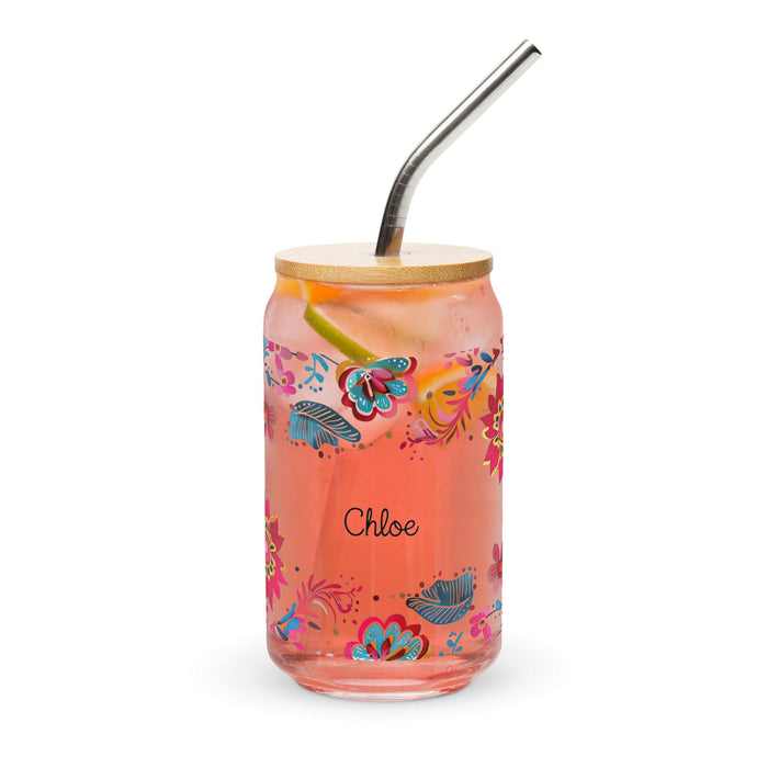 Chloe Exclusive Name Art Piece Can-Shaped Glass Home Office Work Mexican Spanish Pride Gift Cup One-Of-A-Kind Calligraphy Glass | C23 Mexicada