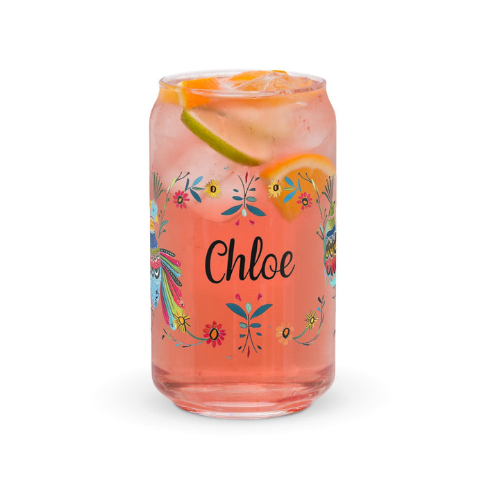 Chloe Exclusive Name Art Piece Can-Shaped Glass Home Office Work Mexican Spanish Pride Gift Cup One-Of-A-Kind Calligraphy Glass | C25 Mexicada