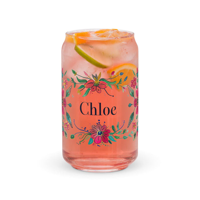 Chloe Exclusive Name Art Piece Can-Shaped Glass Home Office Work Mexican Spanish Pride Gift Cup One-Of-A-Kind Calligraphy Glass | C26 Mexicada