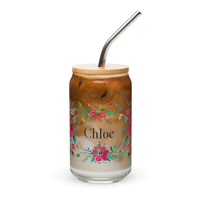 Chloe Exclusive Name Art Piece Can-Shaped Glass Home Office Work Mexican Spanish Pride Gift Cup One-Of-A-Kind Calligraphy Glass | C26 Mexicada