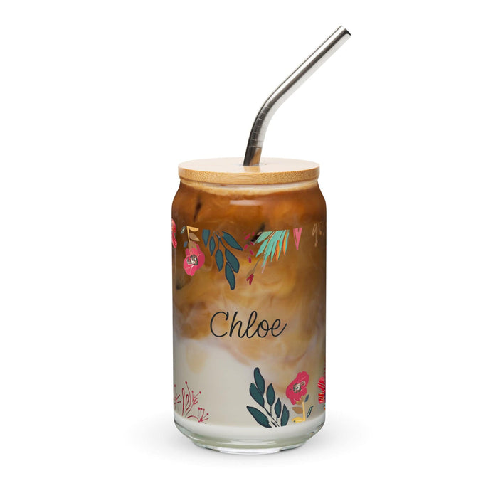 Chloe Exclusive Name Art Piece Can-Shaped Glass Home Office Work Mexican Spanish Pride Gift Cup One-Of-A-Kind Calligraphy Glass | C28 Mexicada