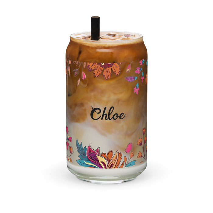 Chloe Exclusive Name Art Piece Can-Shaped Glass Home Office Work Mexican Spanish Pride Gift Cup One-Of-A-Kind Calligraphy Glass | C29 Mexicada