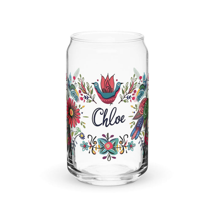 Chloe Exclusive Name Art Piece Can-Shaped Glass Home Office Work Mexican Spanish Pride Gift Cup One-Of-A-Kind Calligraphy Glass | C3 Mexicada 16 oz