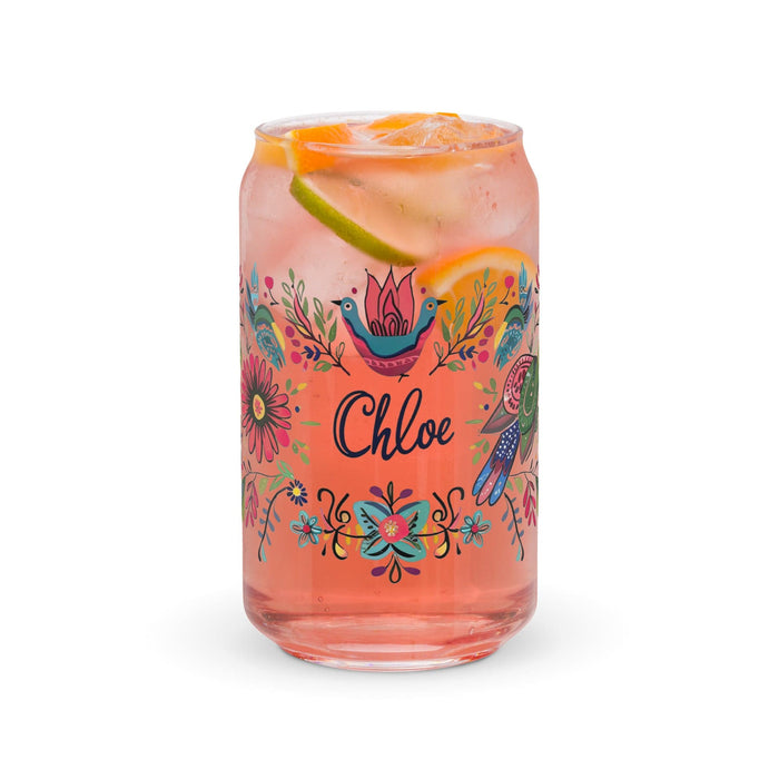 Chloe Exclusive Name Art Piece Can-Shaped Glass Home Office Work Mexican Spanish Pride Gift Cup One-Of-A-Kind Calligraphy Glass | C3 Mexicada