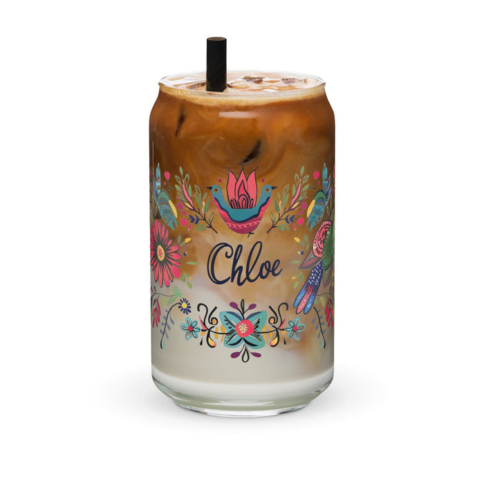 Chloe Exclusive Name Art Piece Can-Shaped Glass Home Office Work Mexican Spanish Pride Gift Cup One-Of-A-Kind Calligraphy Glass | C3 Mexicada