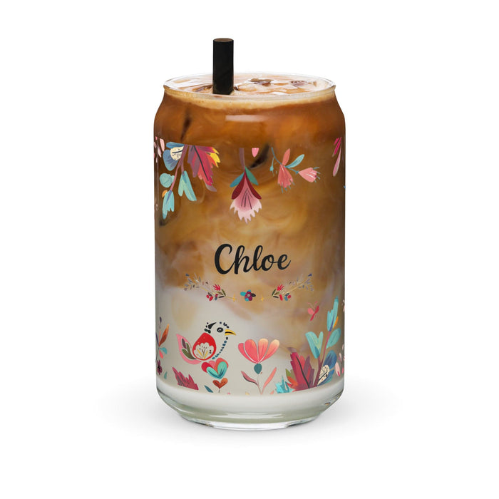 Chloe Exclusive Name Art Piece Can-Shaped Glass Home Office Work Mexican Spanish Pride Gift Cup One-Of-A-Kind Calligraphy Glass | C4 Mexicada