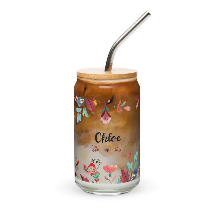 Chloe Exclusive Name Art Piece Can-Shaped Glass Home Office Work Mexican Spanish Pride Gift Cup One-Of-A-Kind Calligraphy Glass | C4 Mexicada