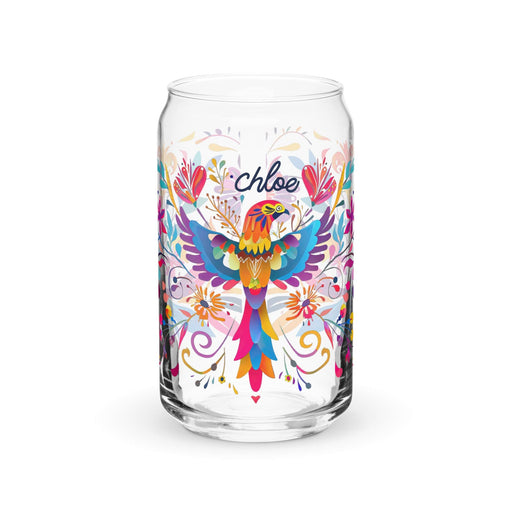 Chloe Exclusive Name Art Piece Can-Shaped Glass Home Office Work Mexican Spanish Pride Gift Cup One-Of-A-Kind Calligraphy Glass | C5 Mexicada 16 oz (No Lid No Straw)