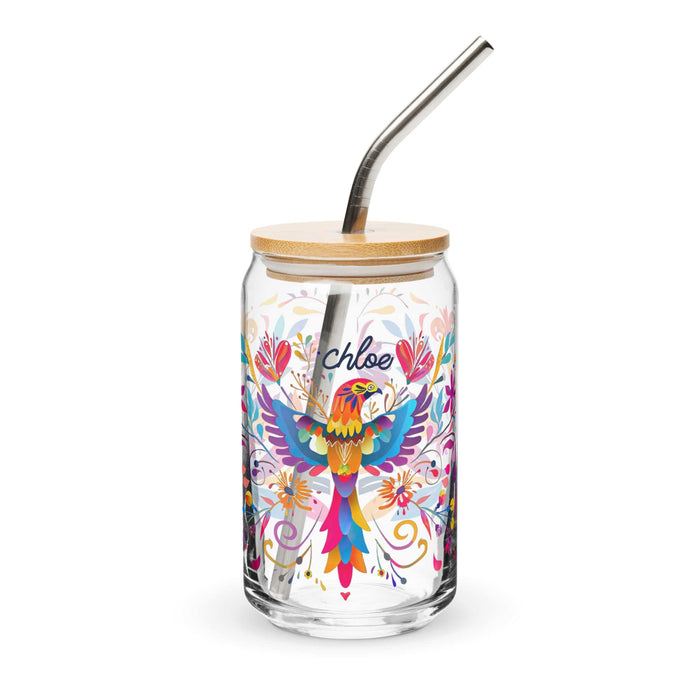 Chloe Exclusive Name Art Piece Can-Shaped Glass Home Office Work Mexican Spanish Pride Gift Cup One-Of-A-Kind Calligraphy Glass | C5 Mexicada 16 oz With Lid & Straw