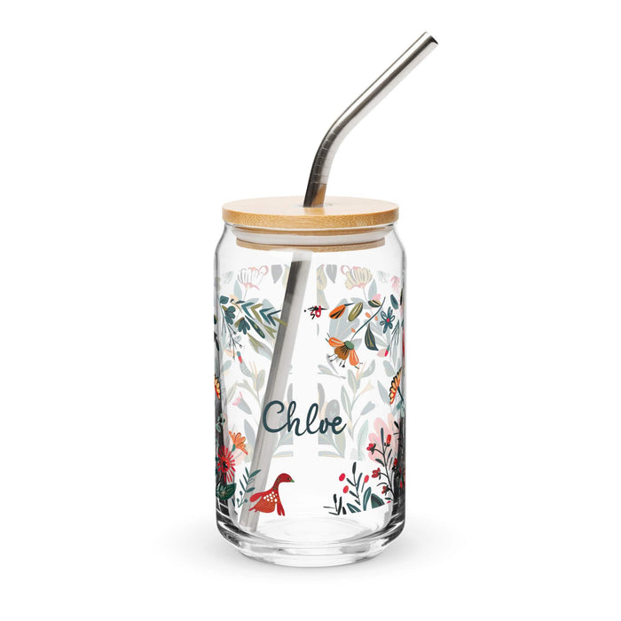 Chloe Exclusive Name Art Piece Can-Shaped Glass Home Office Work Mexican Spanish Pride Gift Cup One-Of-A-Kind Calligraphy Glass | C6 Mexicada 16 oz With Lid & Straw