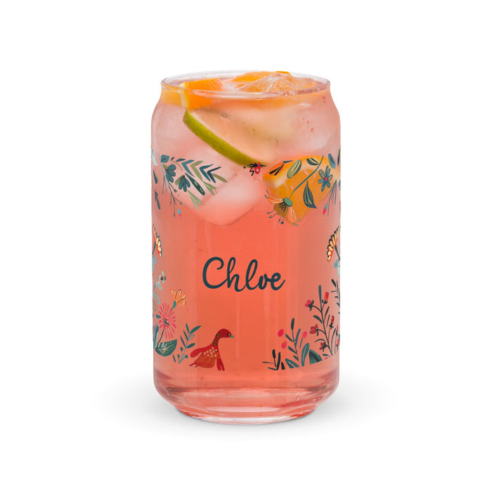 Chloe Exclusive Name Art Piece Can-Shaped Glass Home Office Work Mexican Spanish Pride Gift Cup One-Of-A-Kind Calligraphy Glass | C6 Mexicada