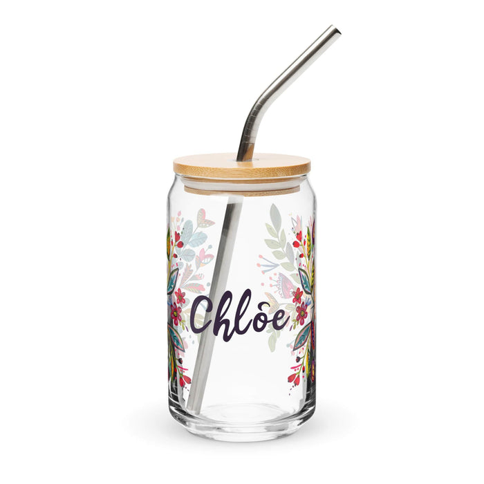 Chloe Exclusive Name Art Piece Can-Shaped Glass Home Office Work Mexican Spanish Pride Gift Cup One-Of-A-Kind Calligraphy Glass | C7 Mexicada 16 oz With Lid & Straw