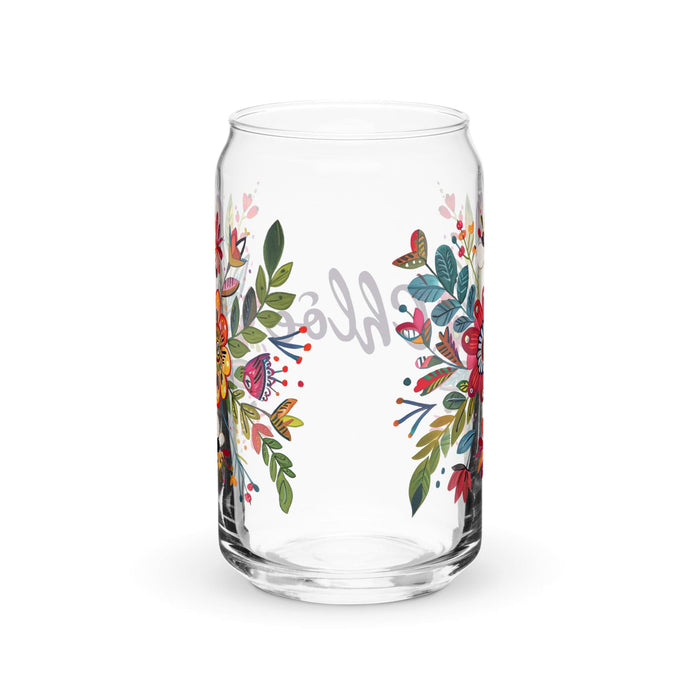 Chloe Exclusive Name Art Piece Can-Shaped Glass Home Office Work Mexican Spanish Pride Gift Cup One-Of-A-Kind Calligraphy Glass | C7 Mexicada