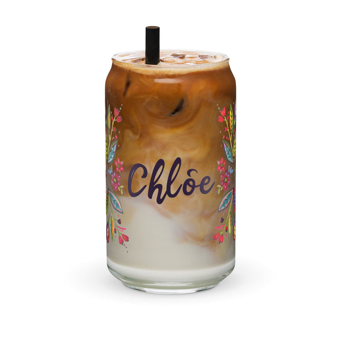 Chloe Exclusive Name Art Piece Can-Shaped Glass Home Office Work Mexican Spanish Pride Gift Cup One-Of-A-Kind Calligraphy Glass | C7 Mexicada