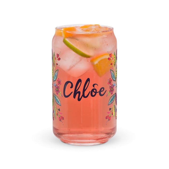 Chloe Exclusive Name Art Piece Can-Shaped Glass Home Office Work Mexican Spanish Pride Gift Cup One-Of-A-Kind Calligraphy Glass | C7 Mexicada